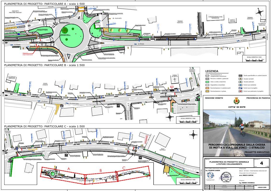 Nuove piste ciclabili di Motta e al Manfredini verso Ospedaletto Euganeo