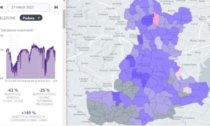 Macché zona rossa, nel Padovano movimenti su del 189% rispetto al 2020