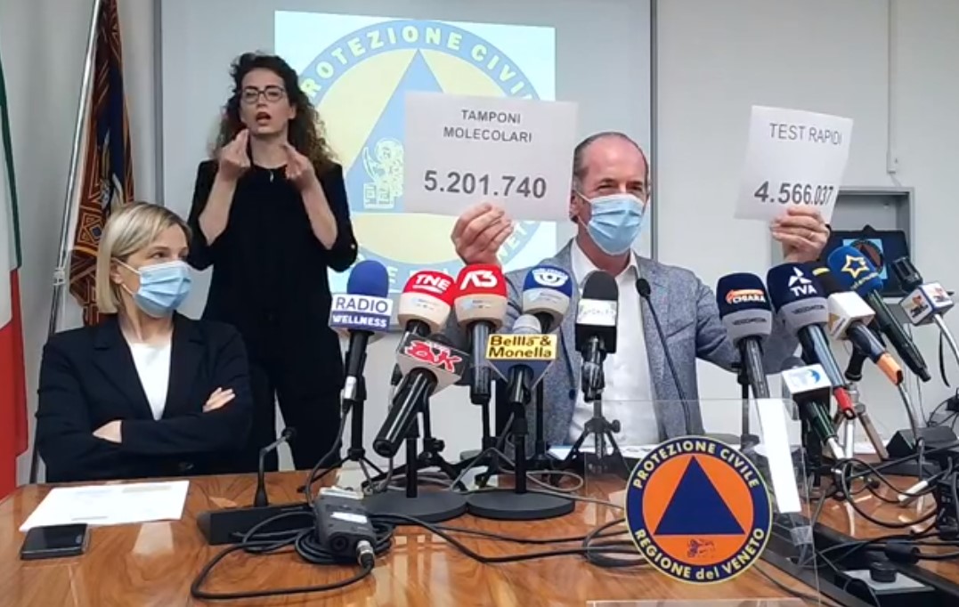 Covid, Zaia: “Vaccini, prenotazione 40enni anticipata a oggi alle 16” | +453 positivi | Dati 14 maggio 2021