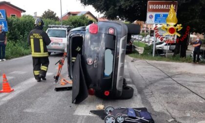 Auto rovesciata sul ponte Limena a Vigodarzere: un ferito