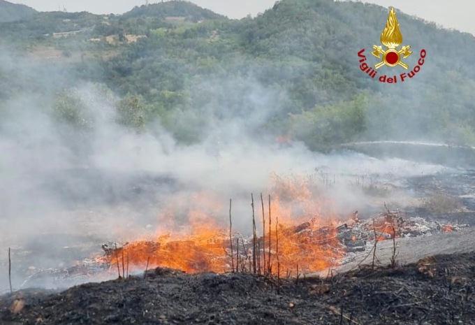 Arquà Petrarca, incendio sul colle Montirone: bruciati 4mila metri quadri di vegetazione