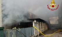 Pauroso incendio in un'azienda di lavorazione del vetro, crollato il tetto: alta colonna di fumo nero