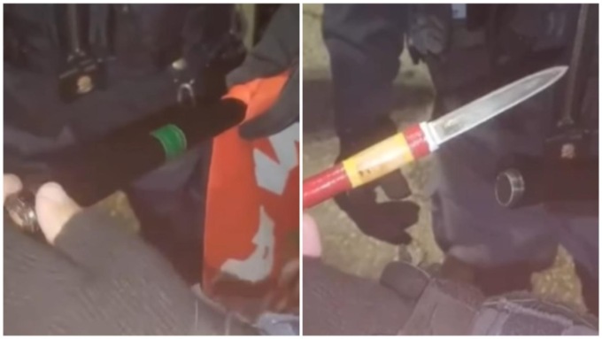 Sembra una bandiera ma è un’arma: nascosta nell’asta di un ultras del Mantova c’era una lama