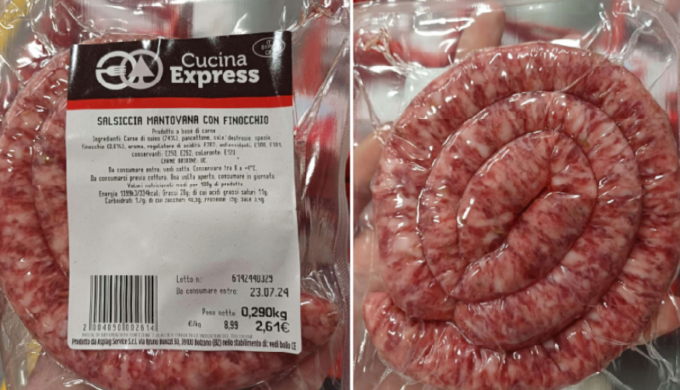 Rischio salmonella: richiamati due lotti di “salsiccia mantovana” prodotta a Monselice per Despar
