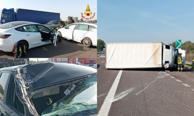 Tre auto e un furgone si tamponano sull’A4, sette feriti