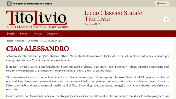 Staccate le macchine dopo l’incidente a Corfù: “Ciao Alessandro, un alito di vita che è sfumato”