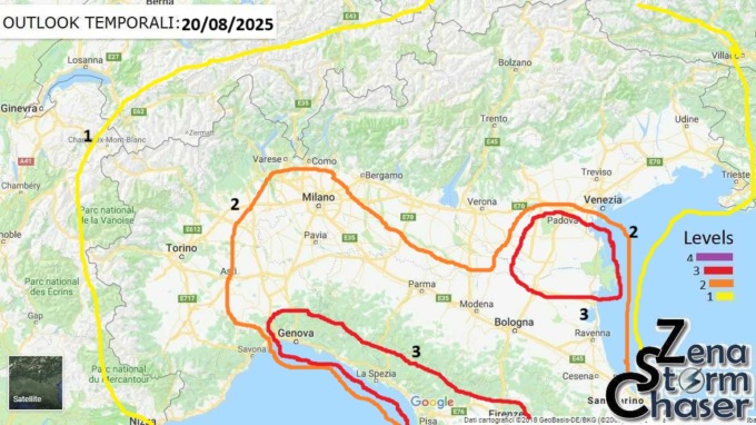 Forti temporali in arrivo in provincia di Padova, allerta gialla in tutto il Veneto fino a venerdì