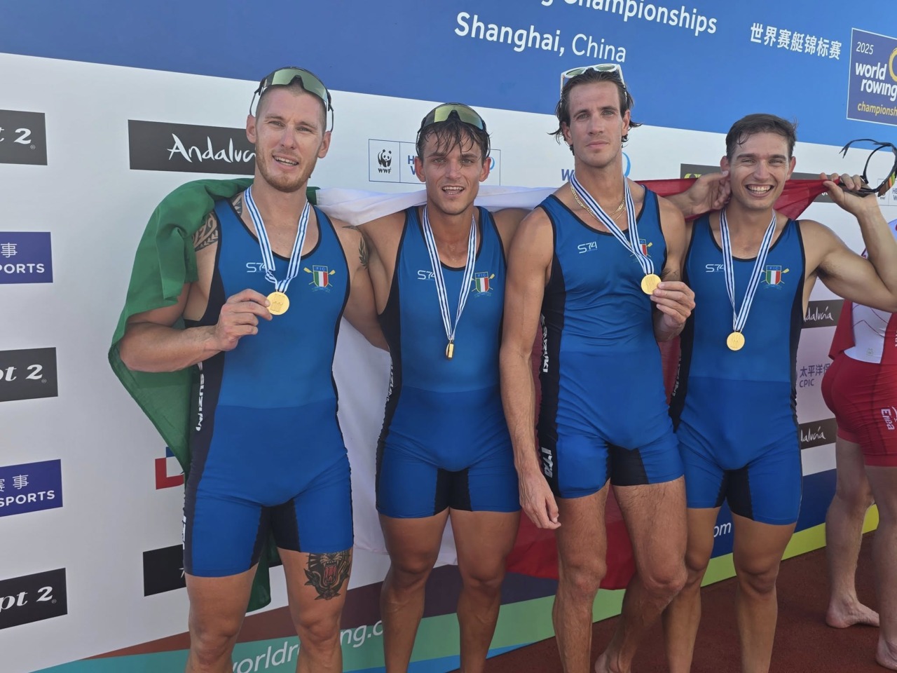 Padova sorride nel canottaggio, il nostro Luca Chiumento è campione del mondo nel quattro di coppia