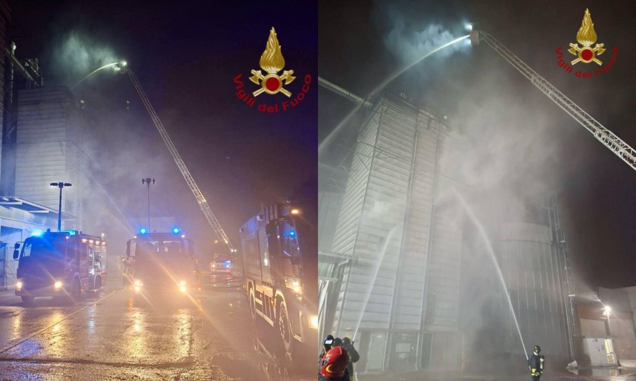 A fuoco uno dei silos del consorzio agrario di Conselve