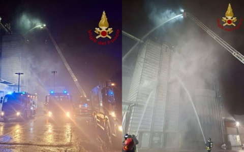 A fuoco uno dei silos del consorzio agrario di Conselve