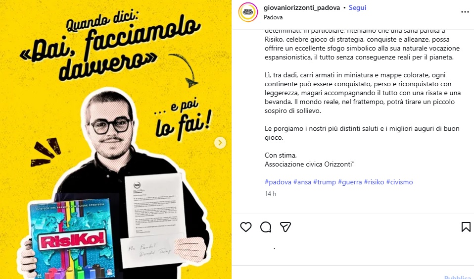 Giovani Orizzonti: Caro presidente Trump