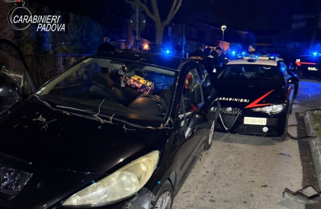 Peugeot in fuga dai Carabinieri, si schianta contro un palo: conducente senza patente, hashish nel bagagliaio